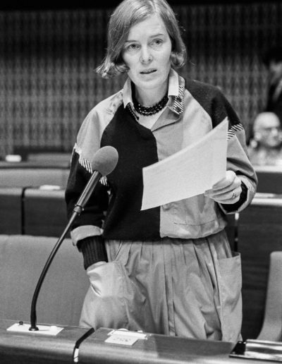 The MEP Johanna MAIJ-WEGGEN during a session in the hemicycle of Strasbourg in October 1983