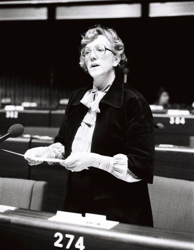 The MEP Annie KROUWEL-VLAM during a session in Strasbourg on February 1980.